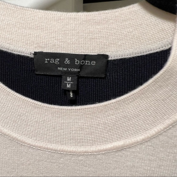 RAG & BONE Mixed Fabric Knit Sweater dress, Cream & Black, M - Picture 6 of 7